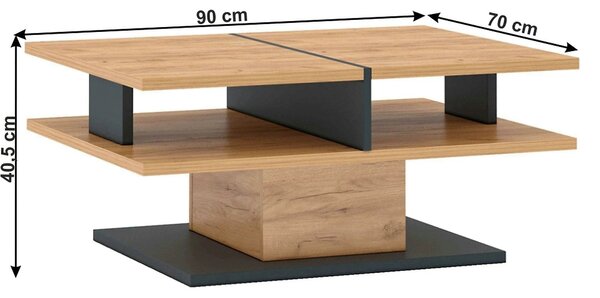 Masuta de cafea T FIDEL, stejar artisan/gri grafit, PAL laminat, 90x70
