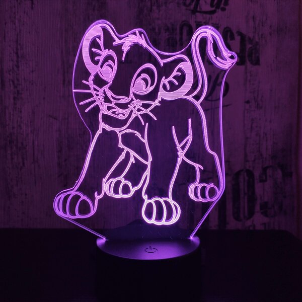 Lampă LED 3D Pui de leu cu iluminizare în 7 culori