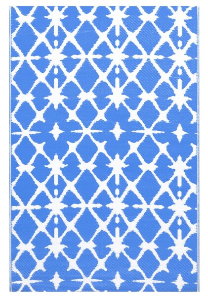 Covor de exterior, albastru și alb, 190x290 cm, PP