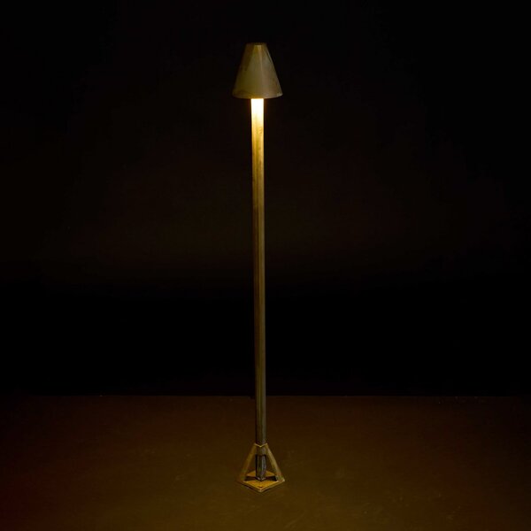 Moretti Luce Bornă luminoasă LED Silva Disk, înălțime 80 cm, alamă antică, IP65, Bronz / Alamă Veche, Alamă, Casă de țară / Rustic