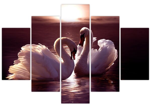 Tablou - Lebede pe lac (150x105 cm)