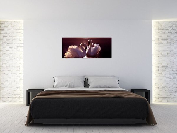 Tablou - Lebede pe lac (120x50 cm)
