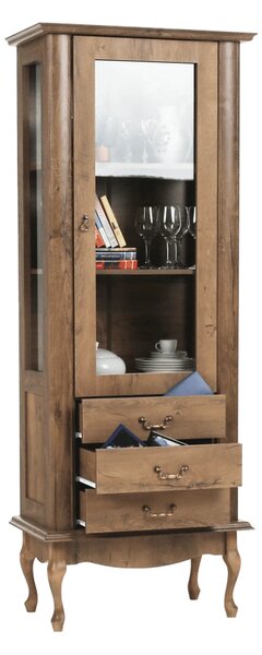 Vitrina VILAR DA4, stejar lefkas, DTD laminat, 75x42x196 cm