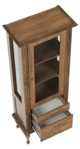 Vitrina VILAR DA4, stejar lefkas, DTD laminat, 75x42x196 cm