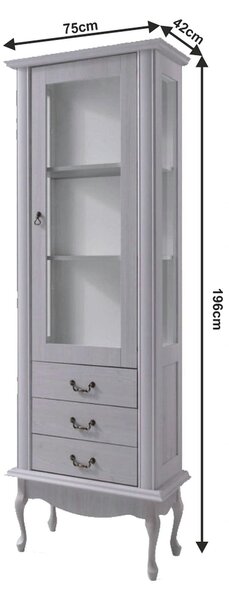 Vitrina VILAR DA4, gri, DTD laminat, 75x42x196 cm