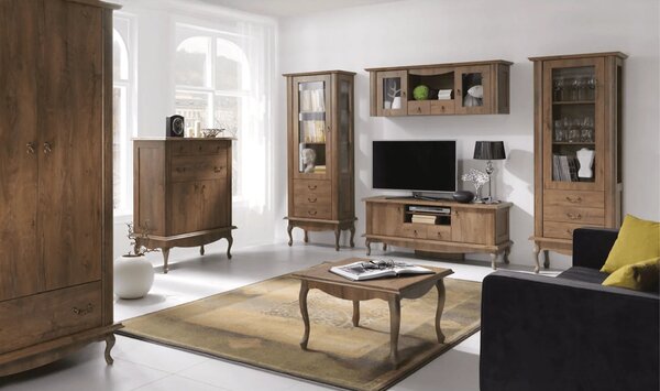 Vitrina VILAR DA4, stejar lefkas, DTD laminat, 75x42x196 cm