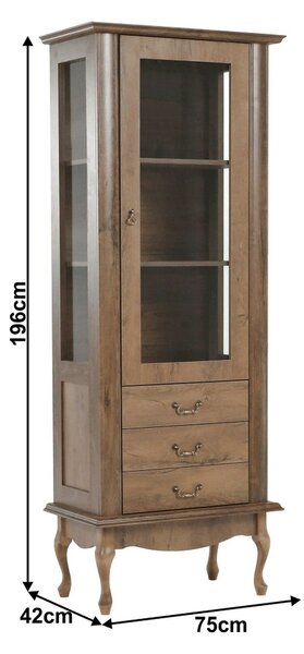 Vitrina VILAR DA4, stejar lefkas, DTD laminat, 75x42x196 cm