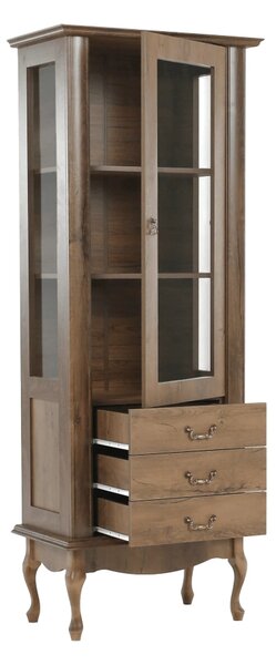 Vitrina VILAR DA4, stejar lefkas, DTD laminat, 75x42x196 cm