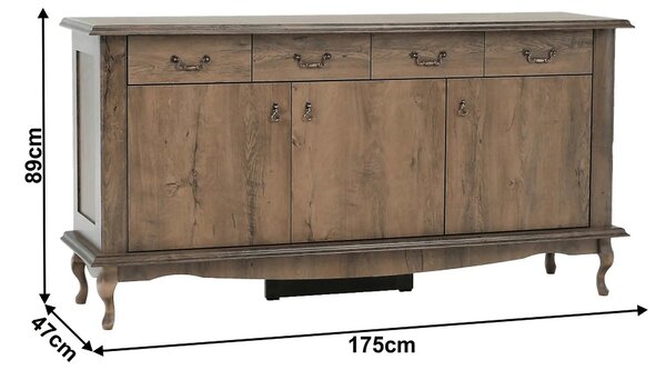 Comoda VILAR DA6, stejar lefkas, DTD laminat, 175x47x89 cm