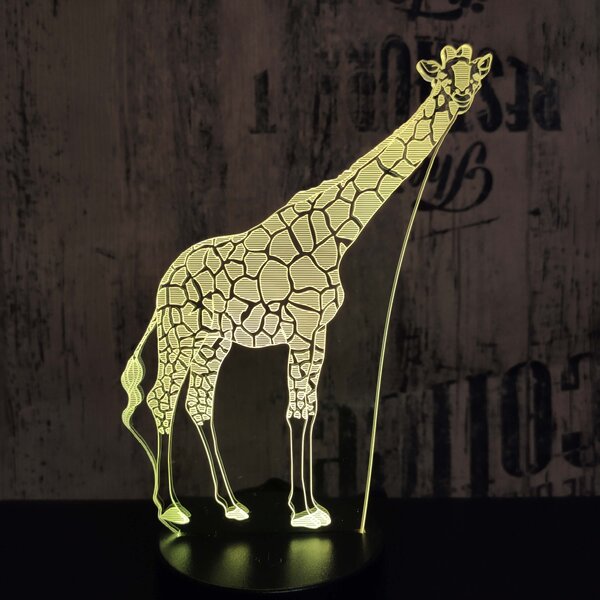Lampă LED 3D Girafă 2 cu iluminizare în 7 culori