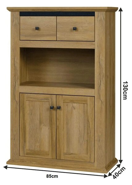 Comoda LEON MZ8, stejar grand, DTD laminat, 85x40x130 cm