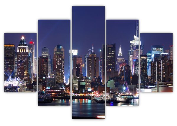 Tablou - Zgârie-nori din New York iluminate (150x105 cm)