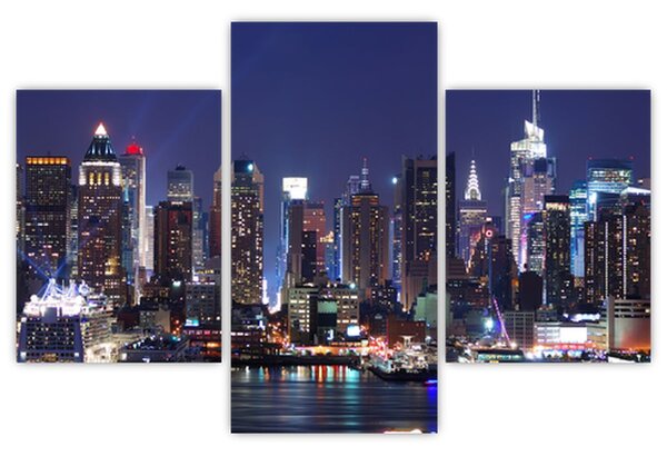 Tablou - Zgârie-nori din New York iluminate (90x60 cm)