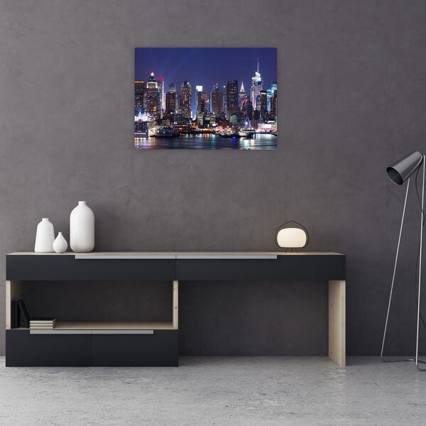 Tablou - Zgârie-nori din New York iluminate (70x50 cm)