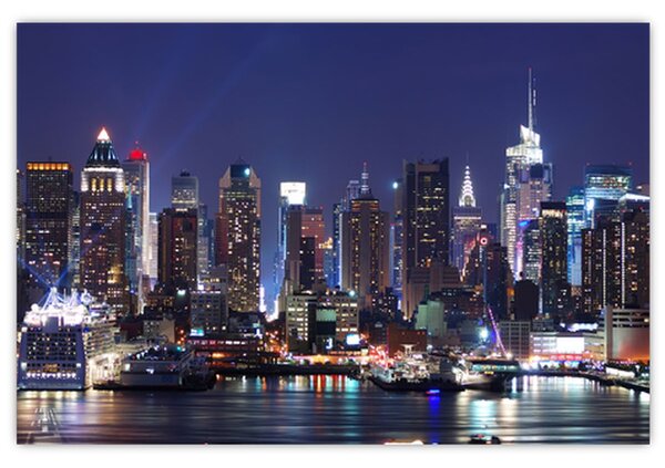Tablou - Zgârie-nori din New York iluminate (90x60 cm)