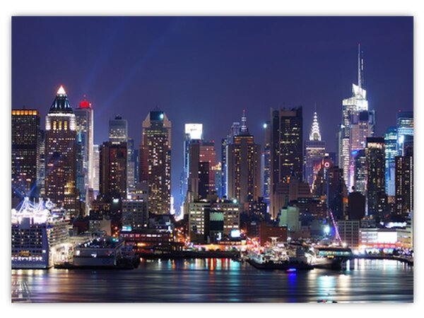 Tablou - Zgârie-nori din New York iluminate (70x50 cm)