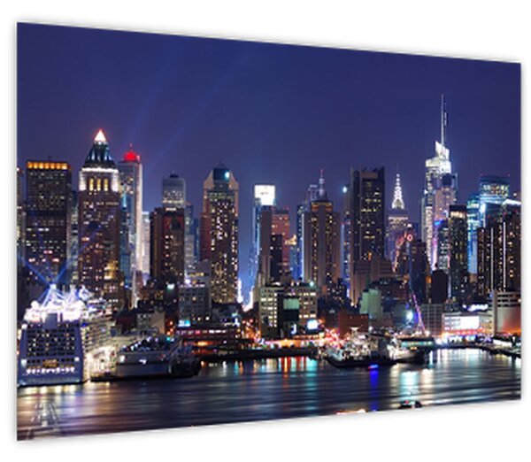 Tablou - Zgârie-nori din New York iluminate (90x60 cm)