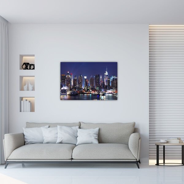 Tablou - Zgârie-nori din New York iluminate (90x60 cm)