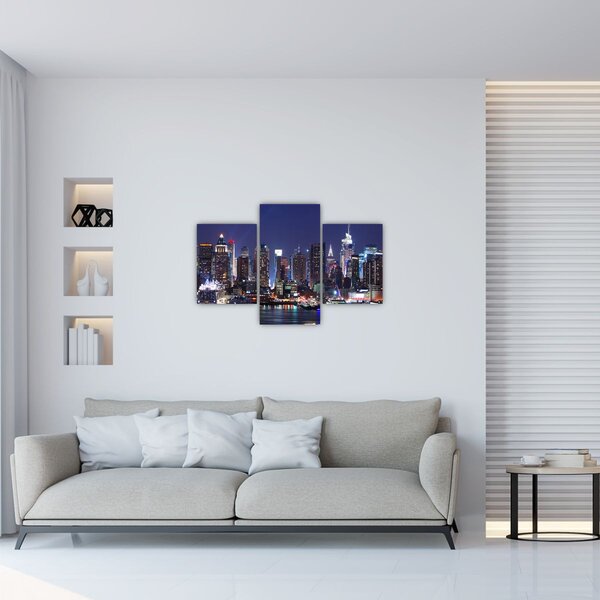 Tablou - Zgârie-nori din New York iluminate (90x60 cm)