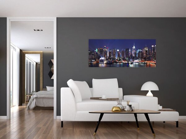 Tablou - Zgârie-nori din New York iluminate (120x50 cm)