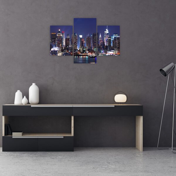 Tablou - Zgârie-nori din New York iluminate (90x60 cm)