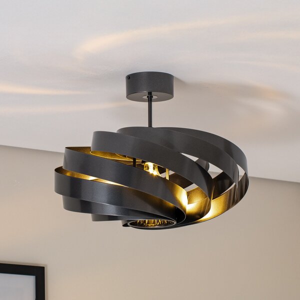 Euluna Plafonieră Vento, antracit, Ø 50 cm, reglabil, Negru, Camera de zi / sufragerie, Metal, Modern