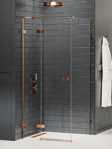 New Trendy Avexa Copper Brushed cabină de duș 110x80 cm dreptunghiular cupru periat/sticlă transparentă EXK-3549