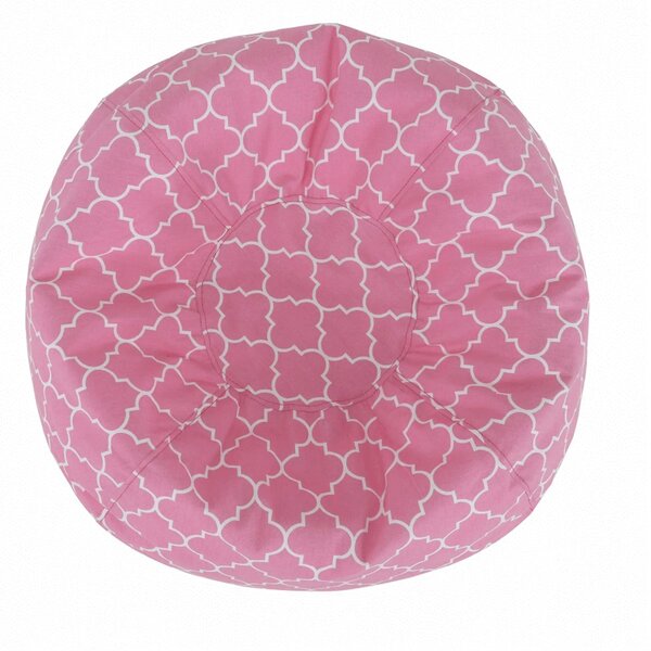 Fotoliu puf GOMBY, roz/alb, material textil, 60x50x60 cm