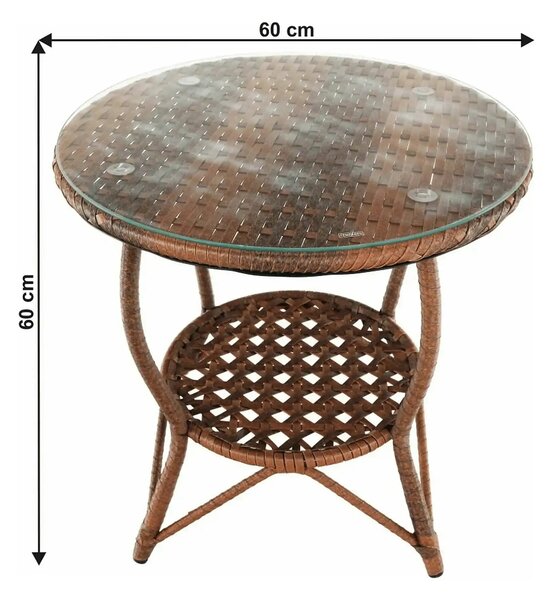 Set gradina JARUB, maro, ratan artificial/sticla securizata/metal, cu