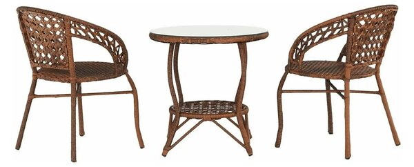 Set gradina JARUB, maro, ratan artificial/sticla securizata/metal, cu