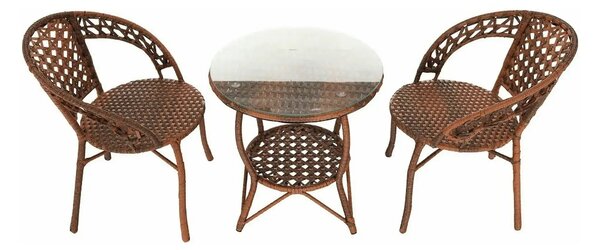 Set gradina JARUB, maro, ratan artificial/sticla securizata/metal, cu