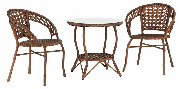 Set gradina JARUB, maro, ratan artificial/sticla securizata/metal, cu