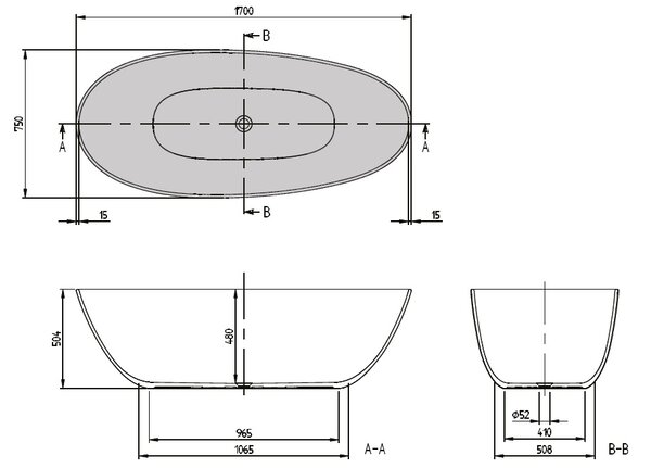 Villeroy & Boch Antao cadă freestanding 170x75 cm ovală alb UBQ170TAO7V-01