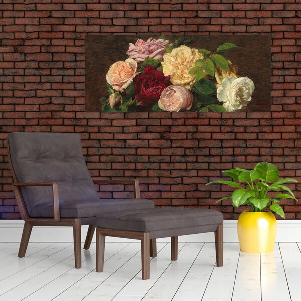 Tablou - Henri Fantin-Latour, Roses de Nice on a Table, reproducere (120x50 cm)