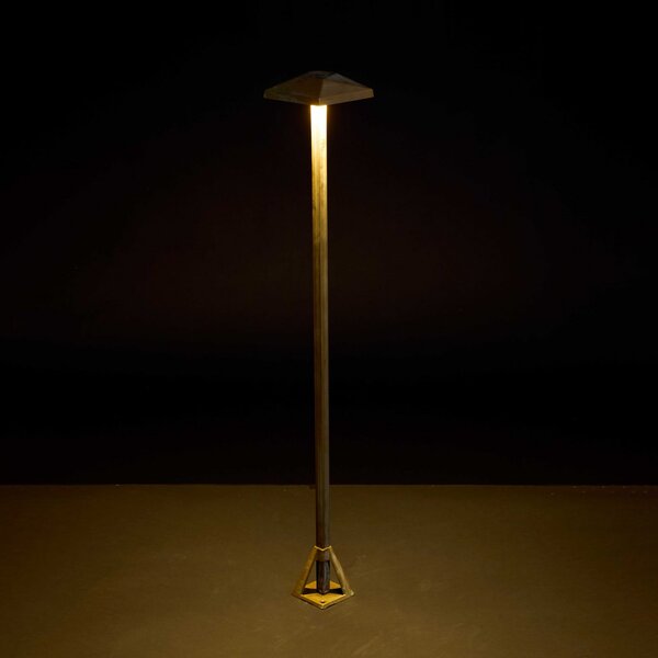 Moretti Luce Bornă luminoasă LED Aura Edge, înălțime 80 cm, alamă antică, IP65, Bronz / Alamă Veche, Alamă, Casă de țară / Rustic