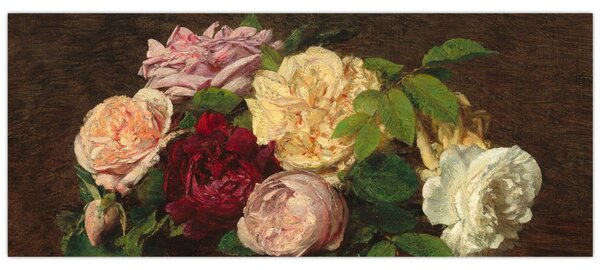 Tablou - Henri Fantin-Latour, Roses de Nice on a Table, reproducere (120x50 cm)