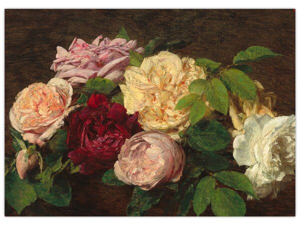 Tablou - Henri Fantin-Latour, Roses de Nice on a Table, reproducere (70x50 cm)