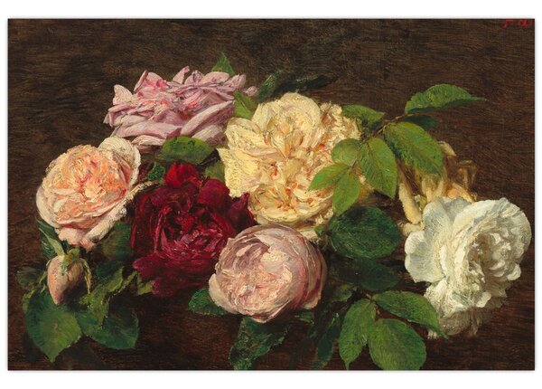 Tablou - Henri Fantin-Latour, Roses de Nice on a Table, reproducere (90x60 cm)