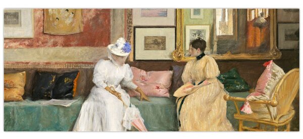 Tablou - William Merritt Chase, A Friendly Call, reproducere (120x50 cm)