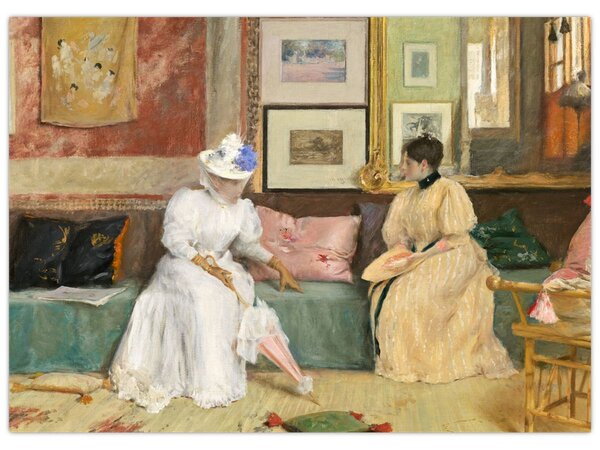 Tablou - William Merritt Chase, A Friendly Call, reproducere (70x50 cm)