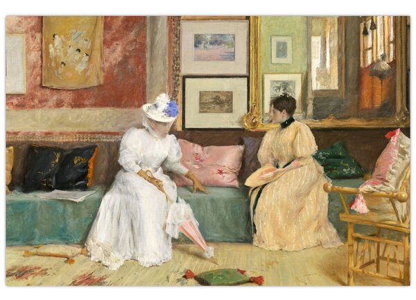 Tablou - William Merritt Chase, A Friendly Call, reproducere (90x60 cm)
