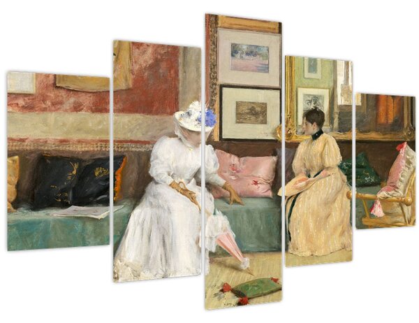 Tablou - William Merritt Chase, A Friendly Call, reproducere (150x105 cm)