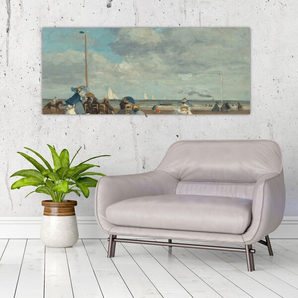 Tablou - Eugène Boudin, Beach at Trouville, reproducere (120x50 cm)
