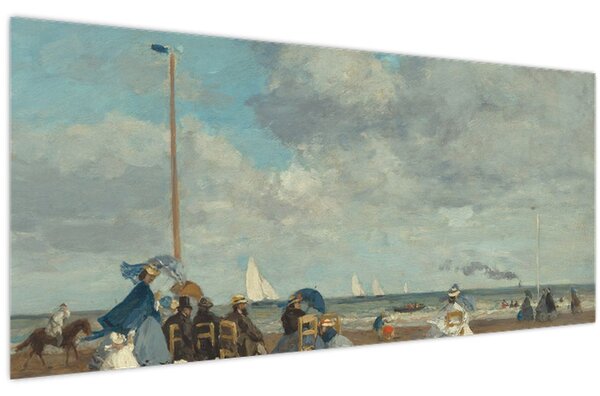 Tablou - Eugène Boudin, Beach at Trouville, reproducere (120x50 cm)