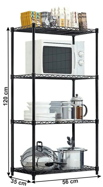 Etajera SUER TYP 1, negru, metal, 56x35x120 cm