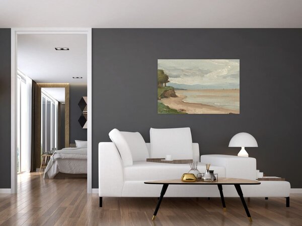 Tablou - Jean-Baptiste-Camille Corot, Beach Near Etretat, reproducere (90x60 cm)