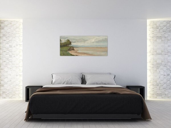 Tablou - Jean-Baptiste-Camille Corot, Beach Near Etretat, reproducere (120x50 cm)