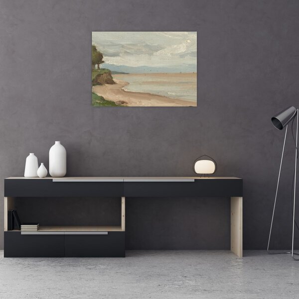 Tablou - Jean-Baptiste-Camille Corot, Beach Near Etretat, reproducere (70x50 cm)