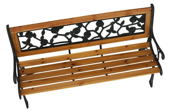 Banca gradina FAIZA, negru/nuc, metal/lemn, 126x52x73 cm