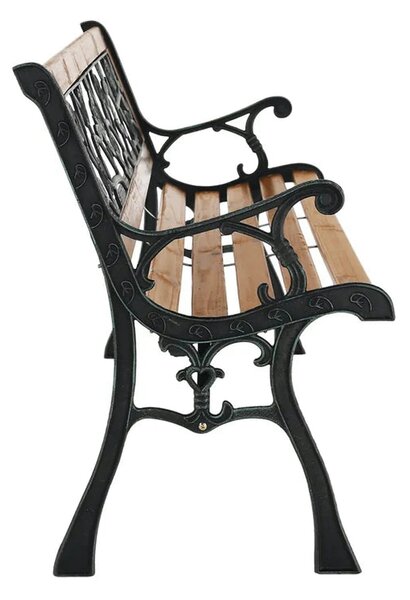 Banca gradina FAIZA, negru/nuc, metal/lemn, 126x52x73 cm